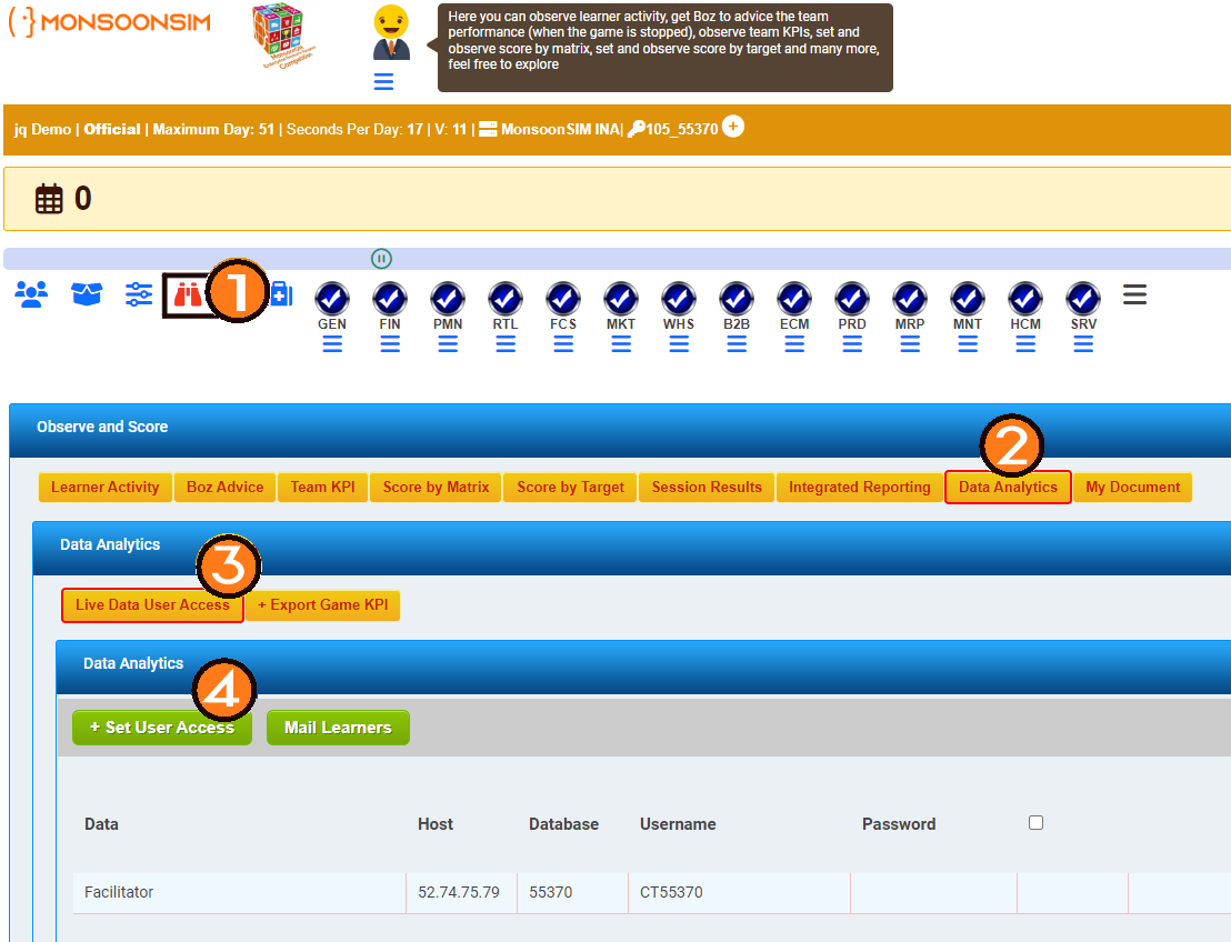 MonsoonSIM Business Analytics Live Access