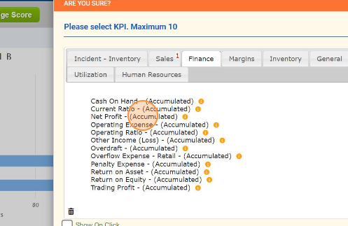 GPT In MonsoonSIM, facilitators strategically select up to ten Key Performance Indicators (KPIs) to sharpen team focus and drive specific learning outcomes. This customization aligns the simulation with targeted business objectives, enhancing educational and operational effectiveness. Whether emphasizing financial metrics like 'Net Profit' and 'Cash on Hand' or operational metrics like 'Return on Assets', this tailored approach directs team strategies and improves performance analysis, making every decision in the simulation a powerful learning moment.